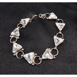 Rare Find Vintage SORRELLI Signed Early 2000s Bracelet With Triangle Crystal Sto